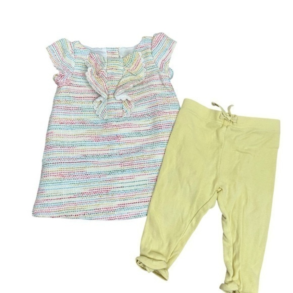 Janie and Jack Multicolor Dress with Yellow Leggings